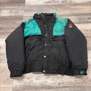 Vintage Triple Fat Goose Black Teal Mens XL Double Layer Insulated Puffer Coat